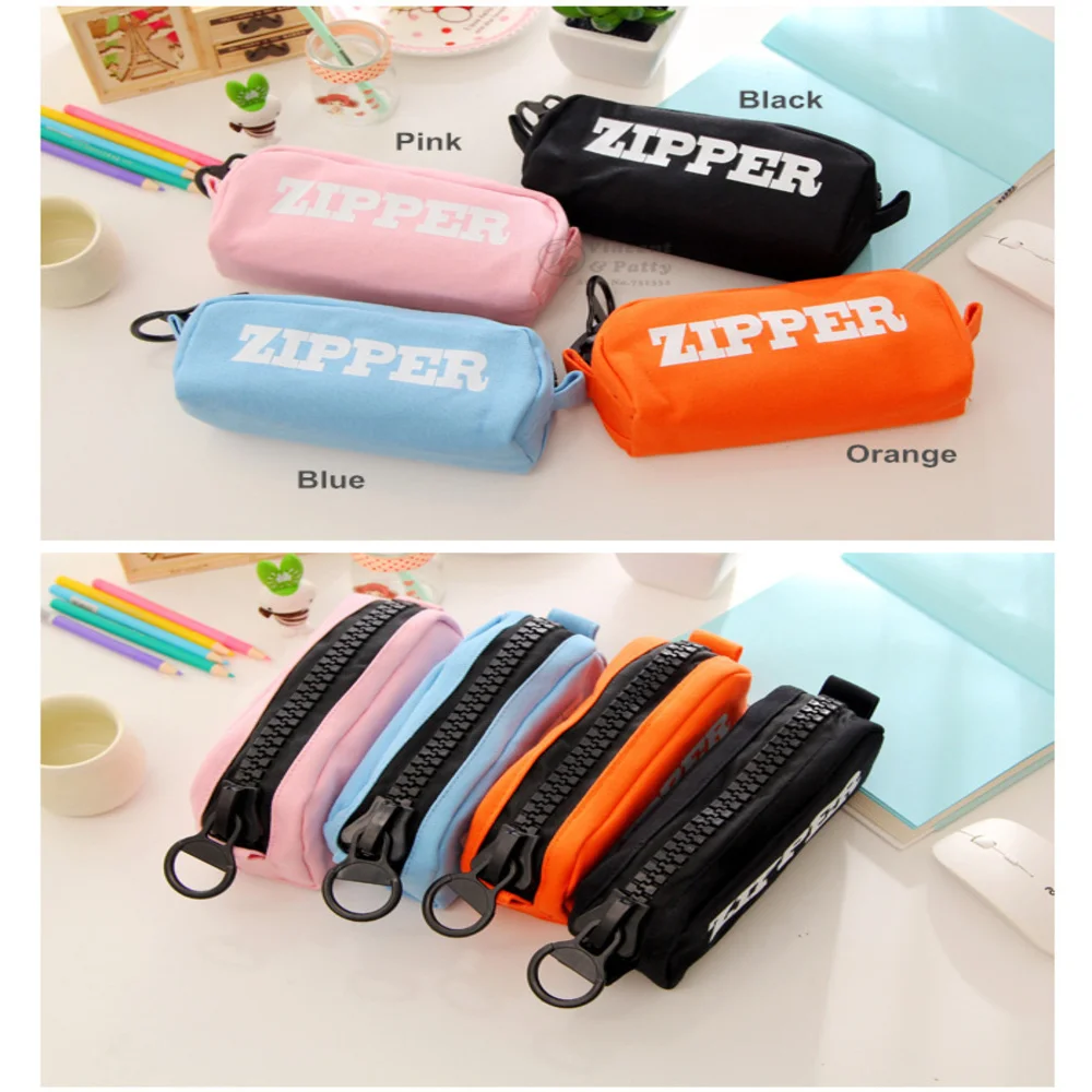 ZBig молнии холст школы канцелярский пенал сумка для хранения pencilcase материал