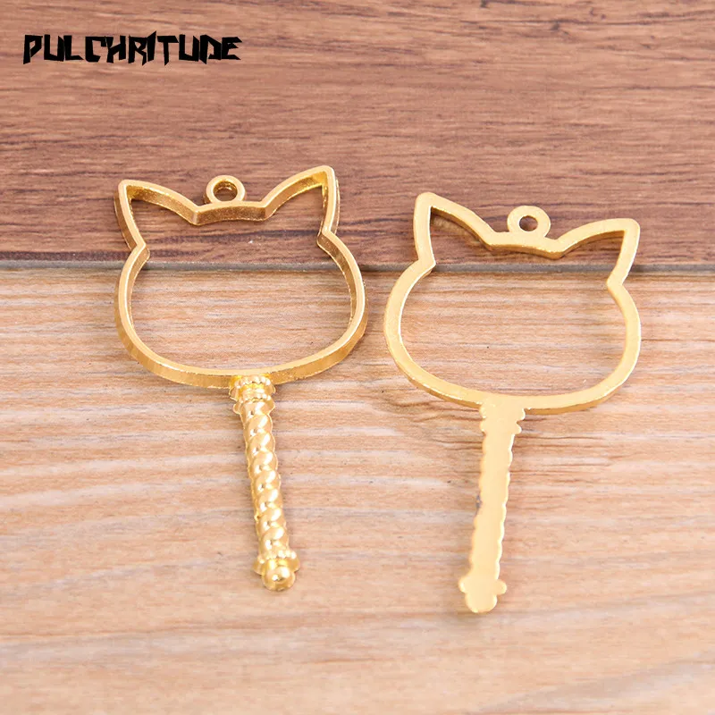  6pcs 29*54mm Three Color Alloy Jewelry Accessories Article For Cat Charm Hollow Glue Blank Pendant Tray Bezel 11B58 | Украшения и