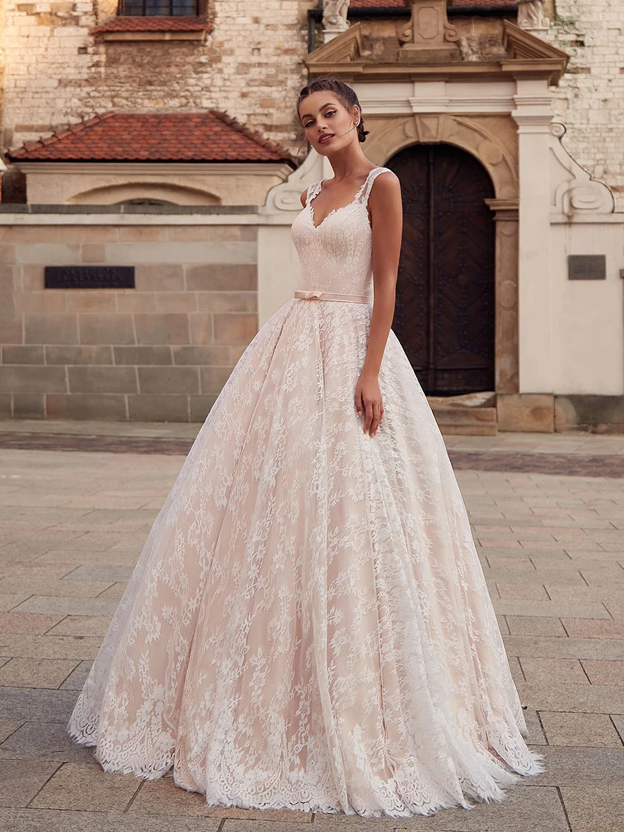Сексуальное открытое свадебное платье без рукавов с v-образным вырезом Vestido De Noiva Аппликация Кружева Свадебные платья без спинки Robe De Mariage