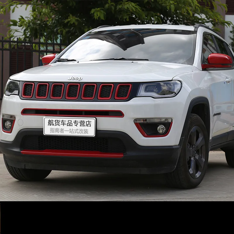 Red Tank Cover Rearview Mirror Trunk Handle Racing Grille Fog Light Decorated Frame For Jeep Compass 2017 ACA100 | Автомобили и