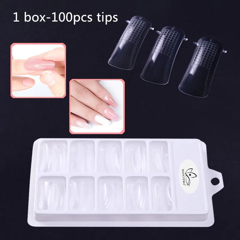 Francheska желе поли гель 100 шт. Ласе ногтей прозрачный полный Чехол Quick наращивание