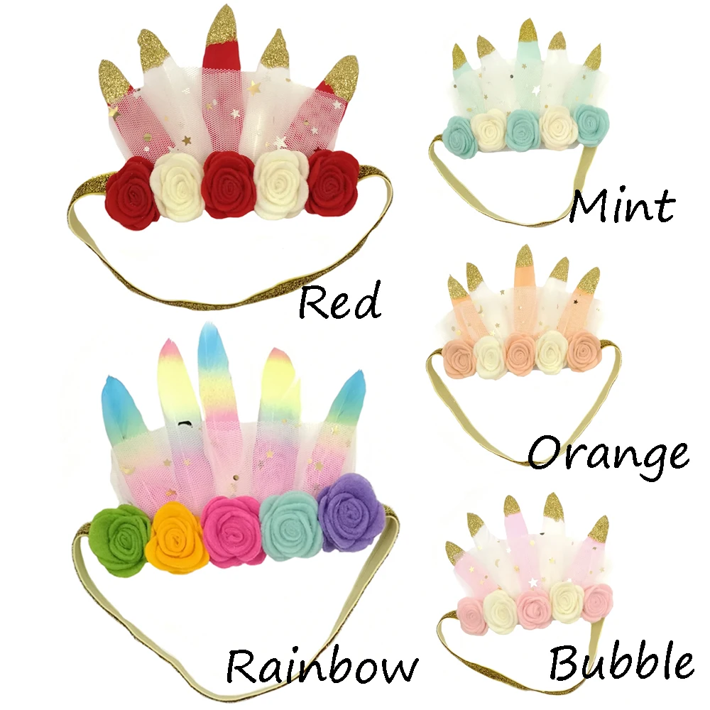 Ободок для волос с перьями и цветочными коронами маленьких девочек богемная