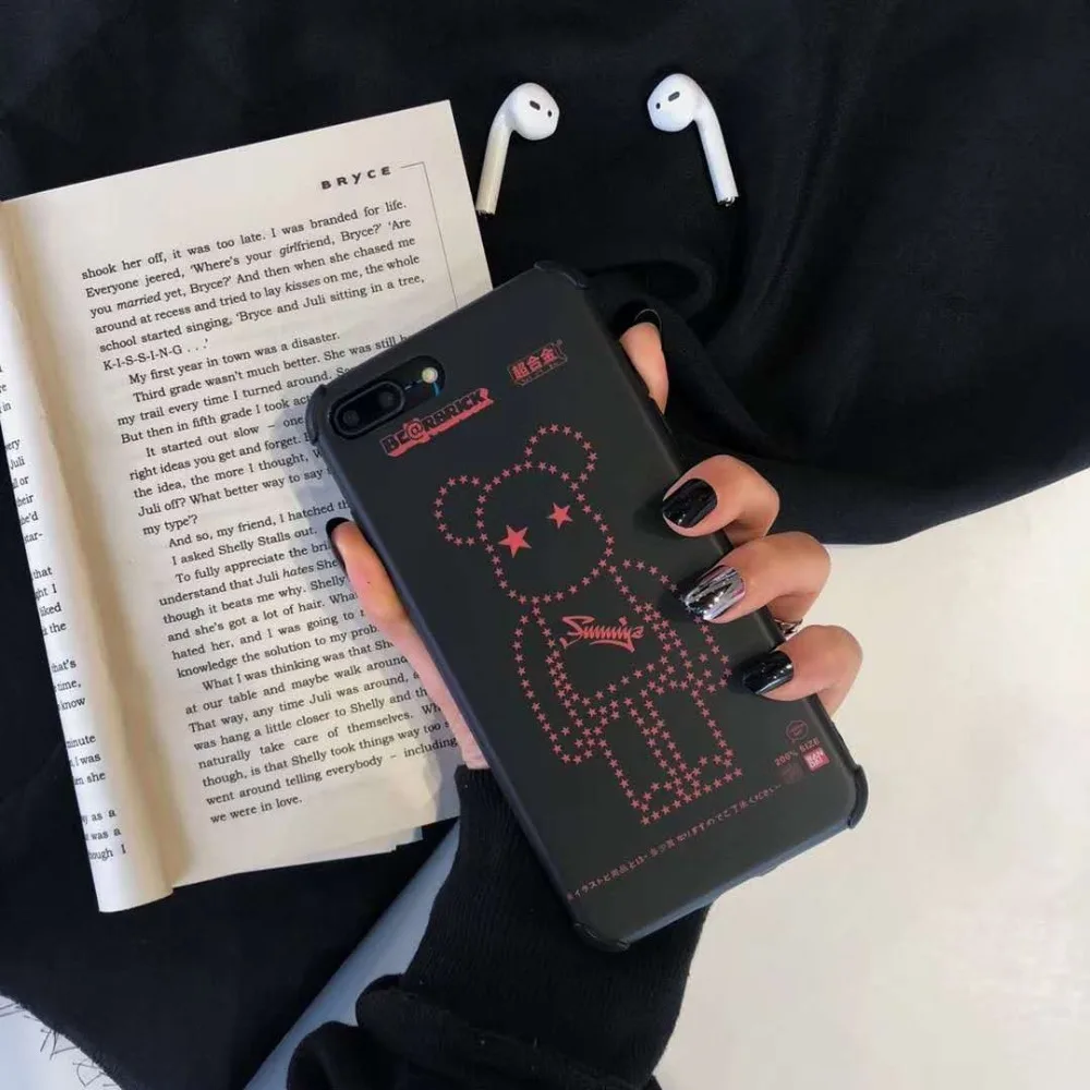BearBrick четыре угла противоударный для iPhone X XS MAX XR 7 8 Plus 6 6S Мягкий чехол |