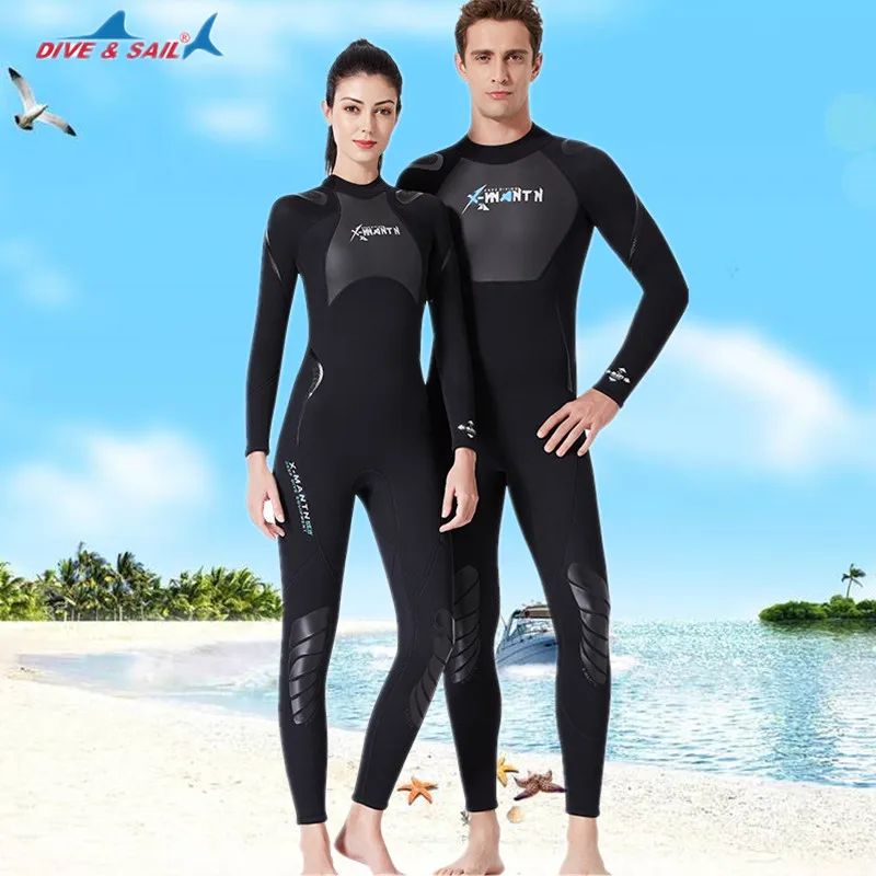 3MM Neoprene One-piece Wetsuits Couples Surfing Swimming Diving Suit Scuba Snorkeling Wear for Men Women