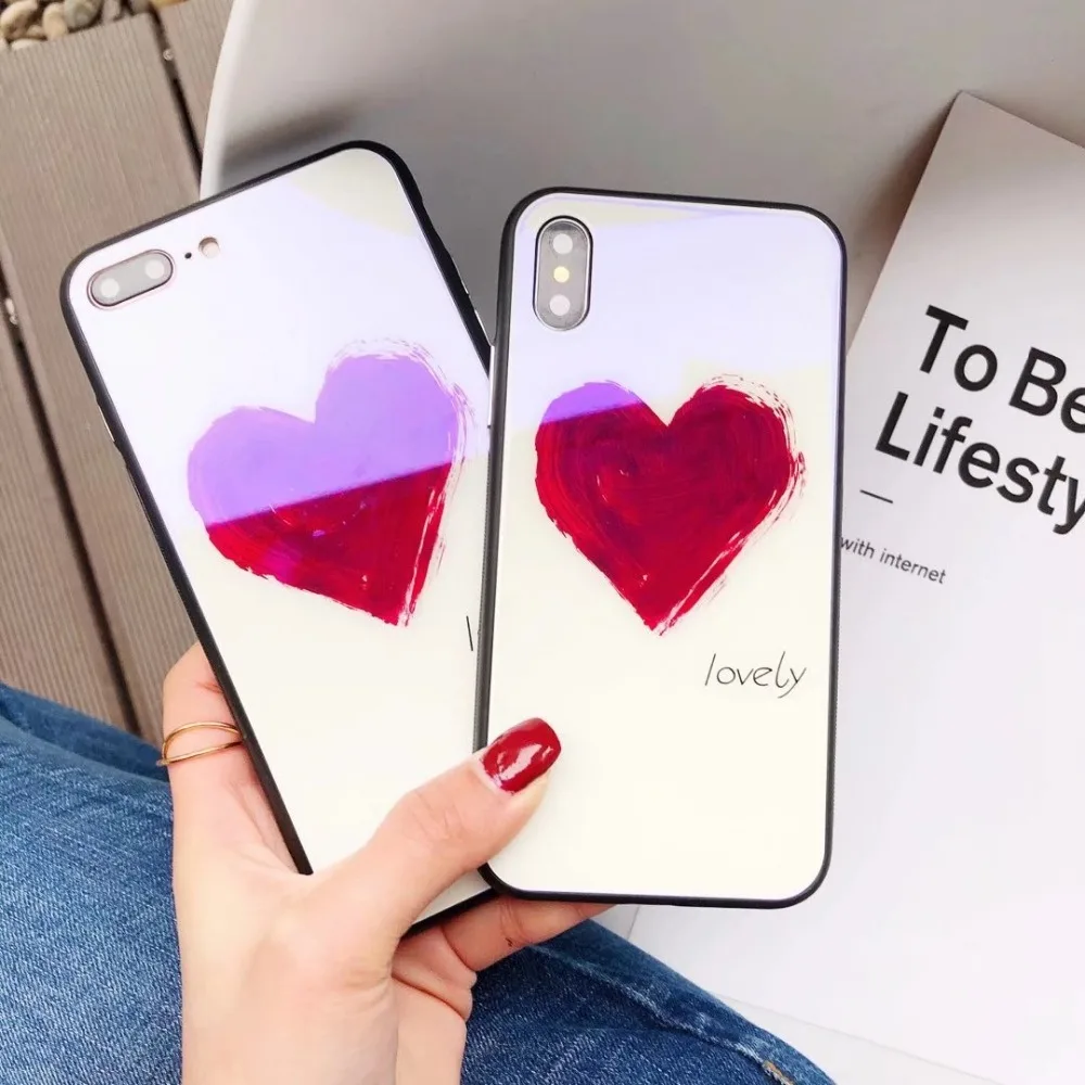 2018 Модный чехол для мобильного телефона iPhone X 8 Plus 6 6S 7 из закаленного стекла +