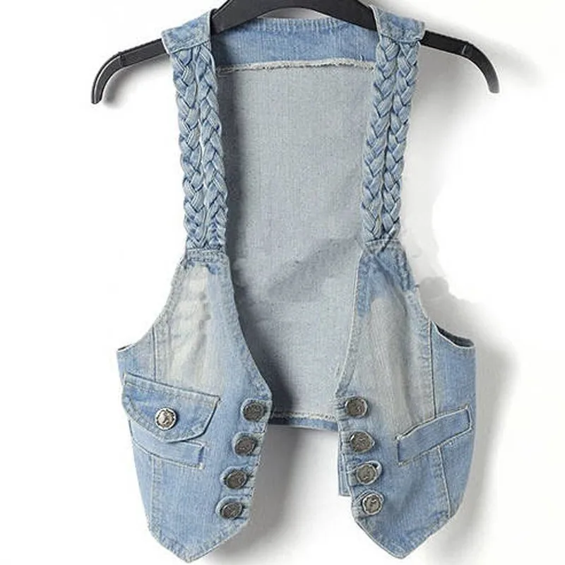 

2019 Summer Short Jacket Denim Vest Elegant Sleeveless Casual Tops Female Cardigan Waistcoats Denim Short Jackets Outerwear 473