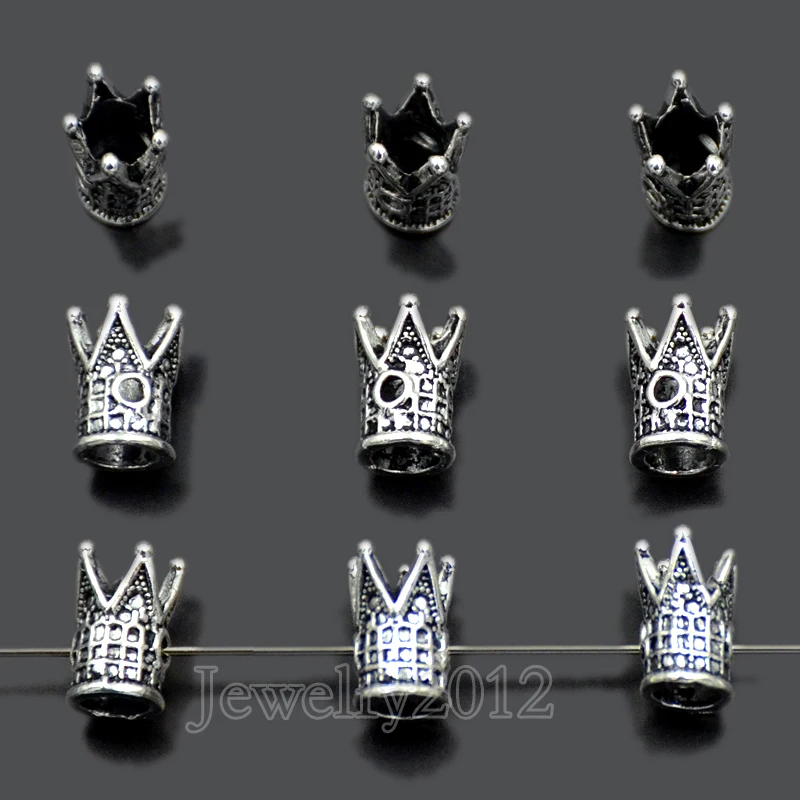 100 шт./лот твердая Металлическая корона король 8x12 мм для браслета соединитель