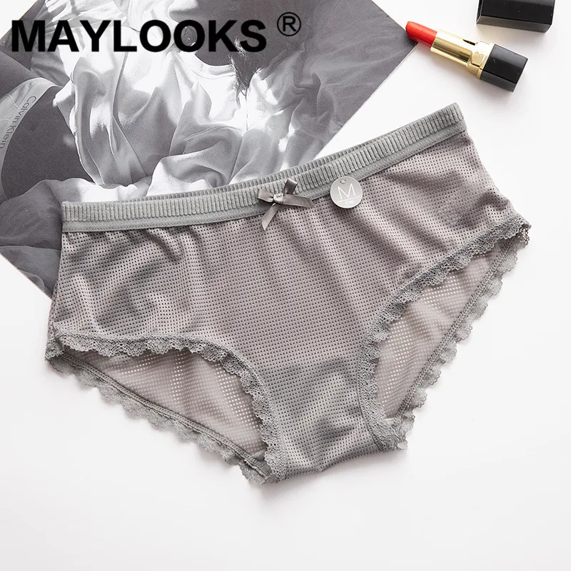 Maylooks Новое Сетчатое отверстие без следов средней талии студенческое нижнее