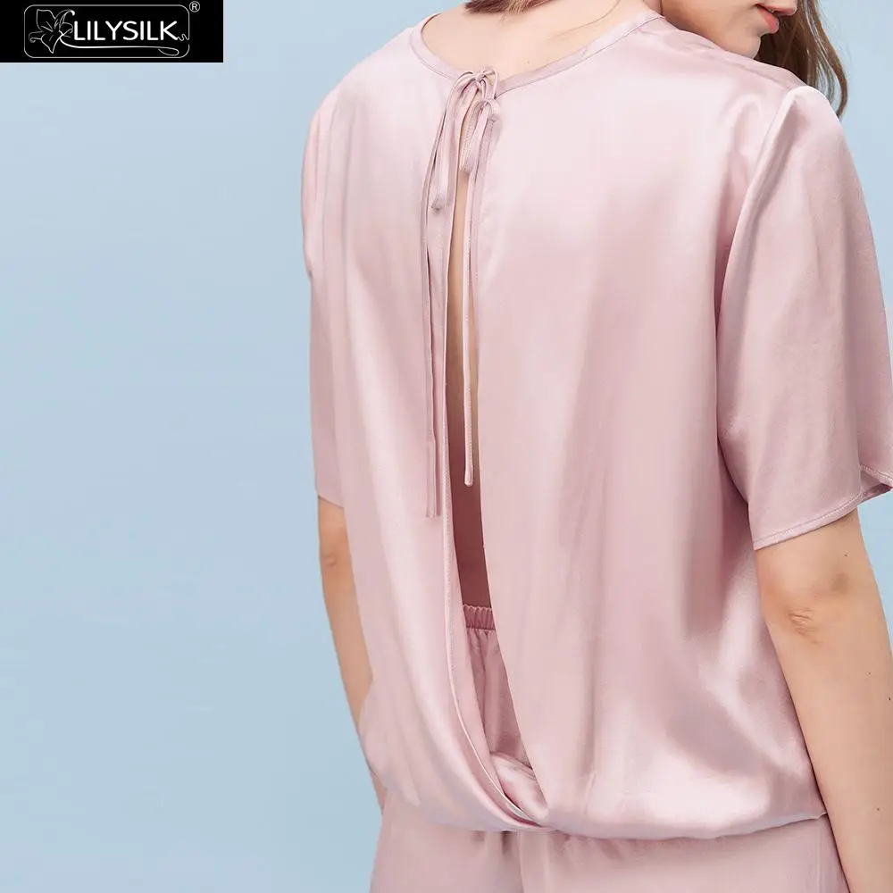 LilySilk шелковые пижамы набор 22 Momme с коротким рукавом Роскошные пижамы новые женские