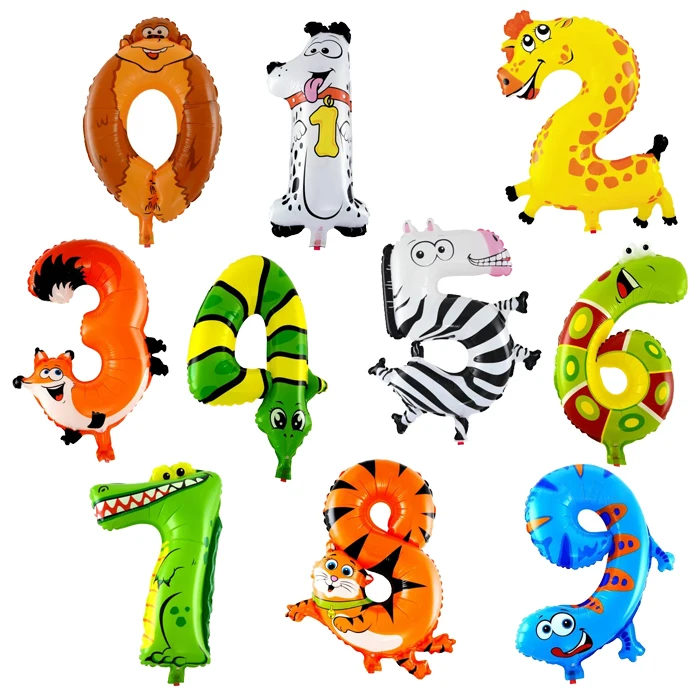 Недорогие воздушные шары с цифрами животных 1 шт. вечерние для украшения свадеб
