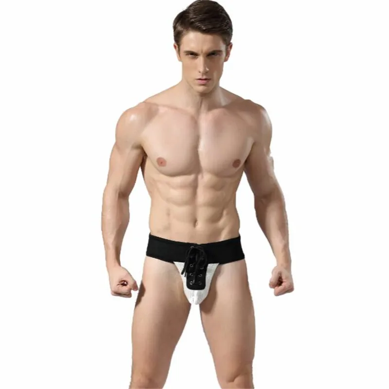 Джоки на шнуровке для мужчин сексуальное мужское нижнее белье стринги и