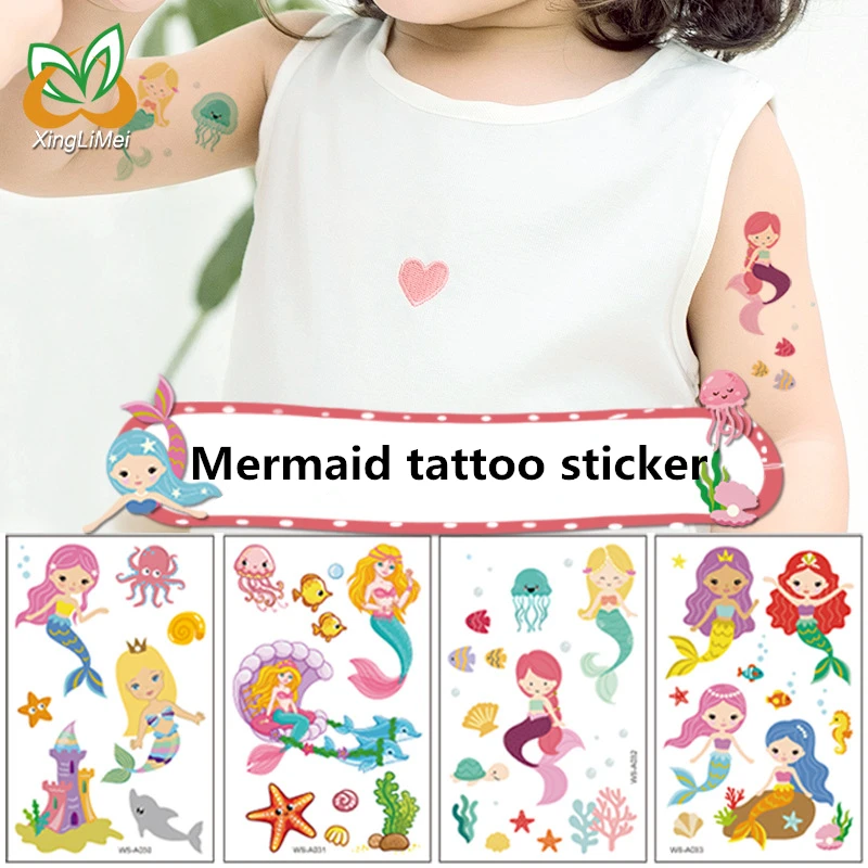 Временные татуировки стикер ребенок русалка мечта принцесса боди арт