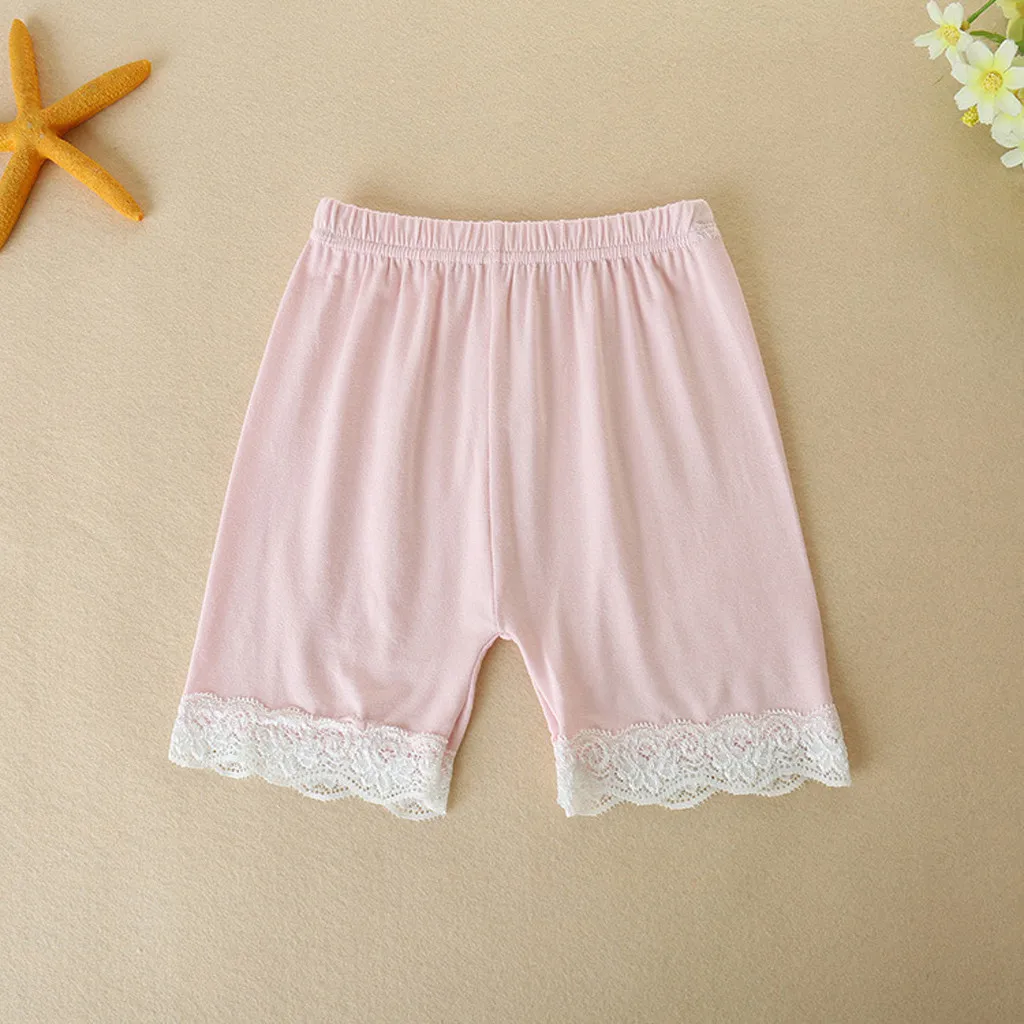 Модные Повседневные однотонные кружевные безопасные шорты для маленьких