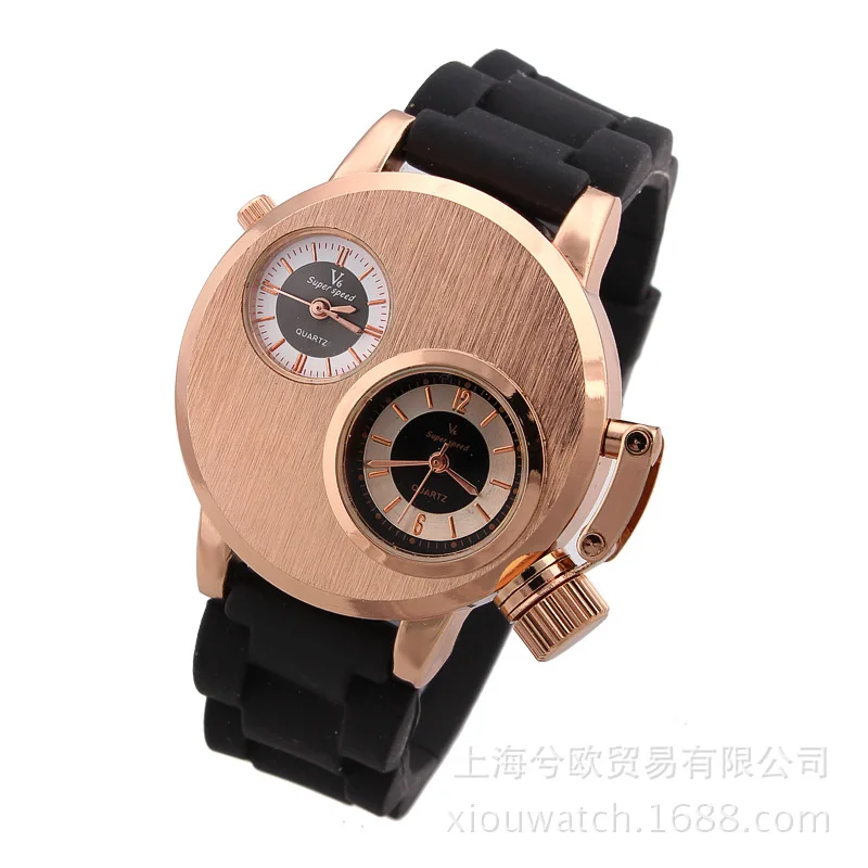 

2018 Fashion V6 Double Movement Round Watch Korean Casual Men Sports Wathces Waterproof Mens Full Steel And SiliconQuartz Clocks