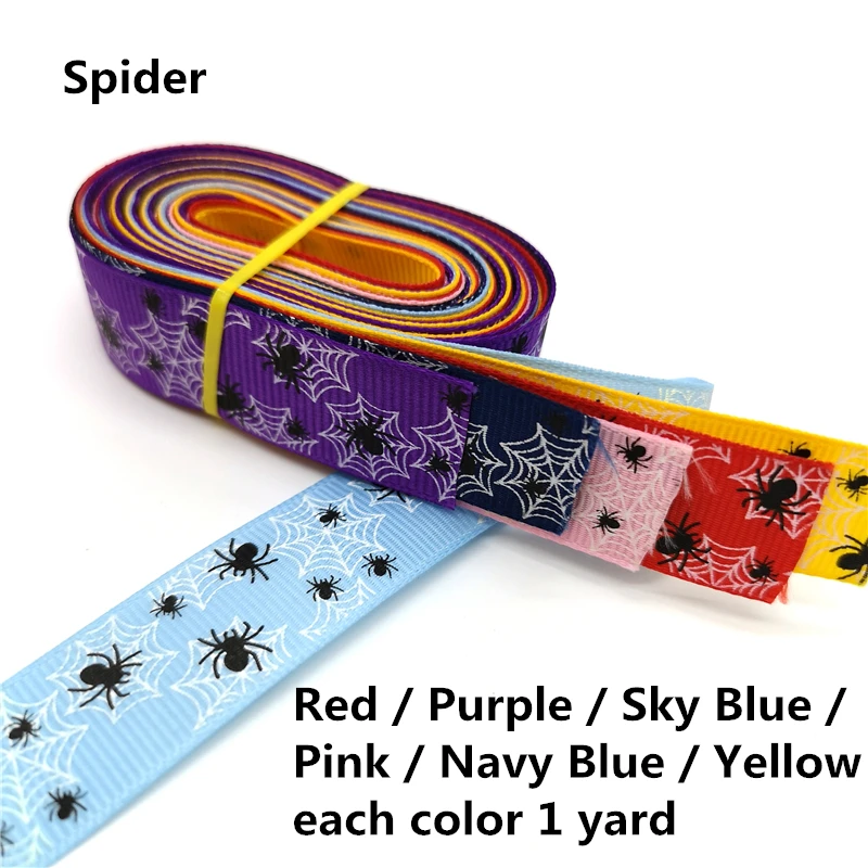 Spider 6 ярдов 3/" Цветная Смешанная лента ручной работы 10 узоров корсажная лента бант зажимы ремесла Свадебная вечеринка лента для украшения - Цвет: Spider