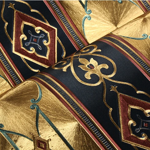 3D Роскошные дворцовые полосатые обои европейские Дамасские роскошные золотые