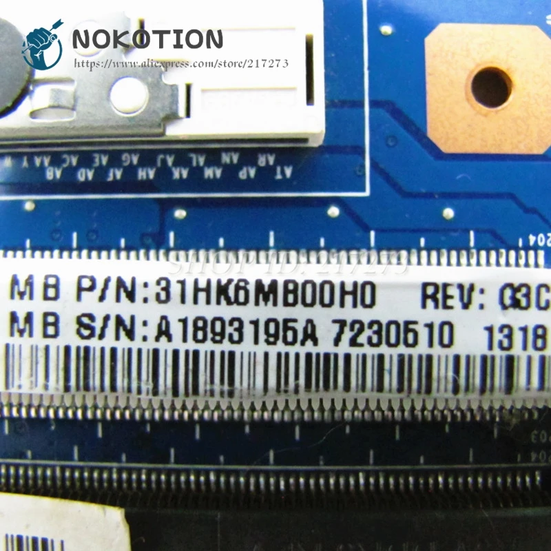 NOKOTION для SVE141D11L Материнская плата ноутбука A1893195A DA0HK6MB6G0 MBX-268 основная плата HM76 UMA DDR3 протестированы