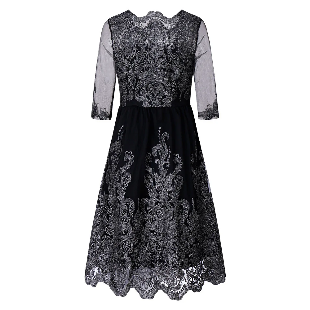 Роскошное кружевное платье женское вышитое винтажное Vestido сексуальное осеннее