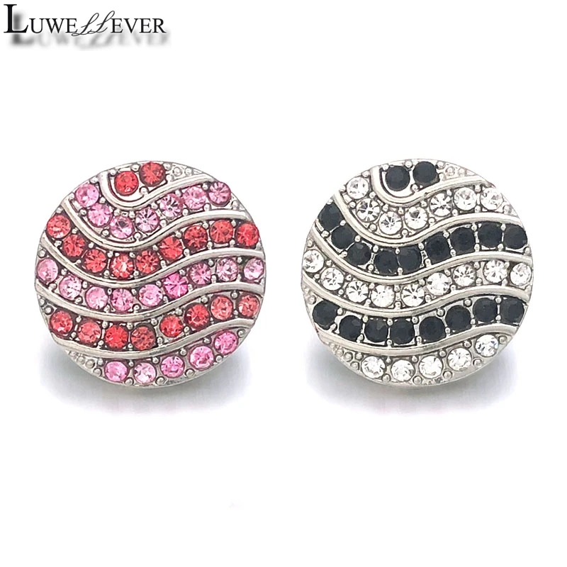 

New Component 064 Crystal 3D 18mm Metal Snap Button For Bracelet Necklace Interchangeable Jewelry Women Accessorie Findings