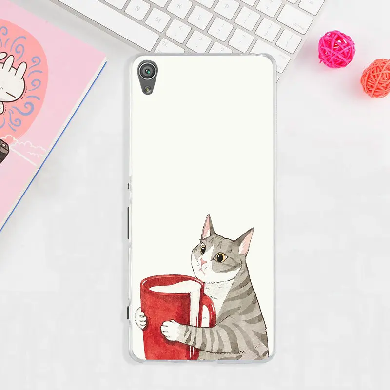 С милым рисунком кота Мягкий мобильный чехол для телефона Sony Xperia Z z1 z2 z3 Z4 Z5 Compact