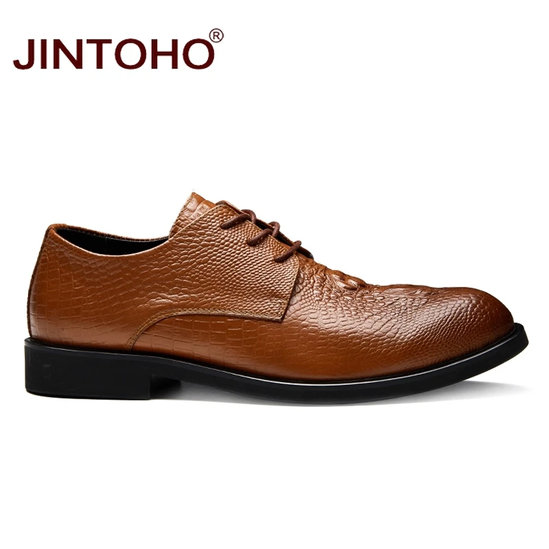 Туфли JINTOHO мужские из натуральной кожи Повседневная модная брендовая кожаная