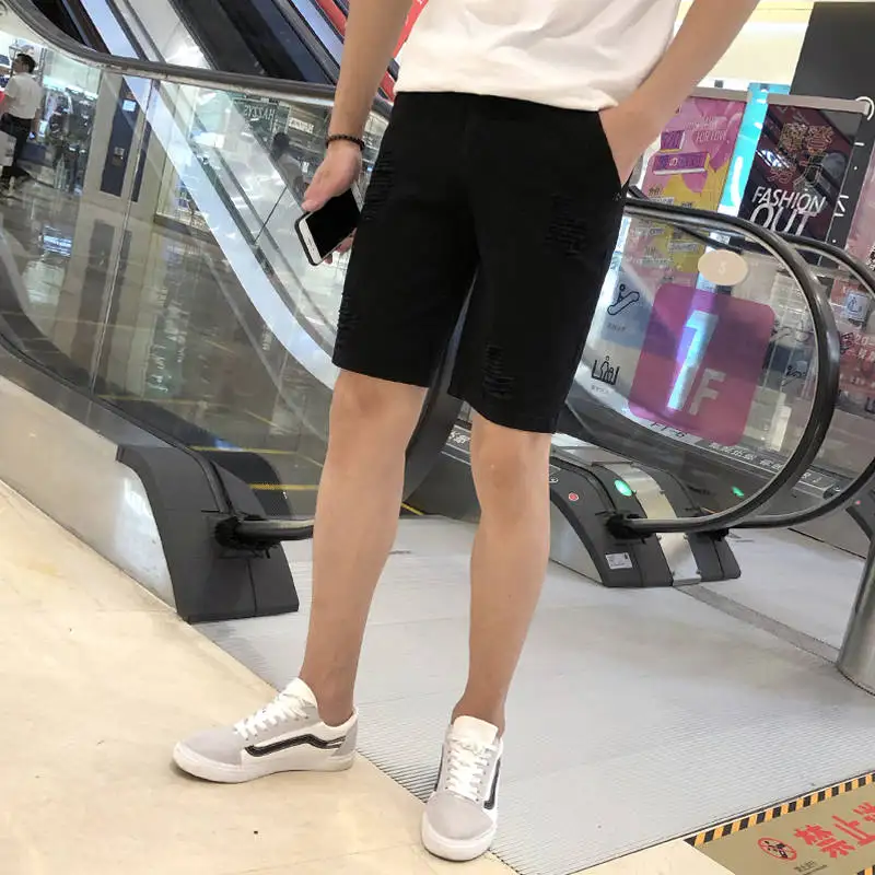 Джинсовые шорты Idopy мужские рваные классические брюки из потертого денима