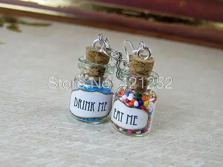 6 пар стеклянные серьги в виде Алисы стране чудес|alice in wonderland earrings|alice earringsbottle earrings