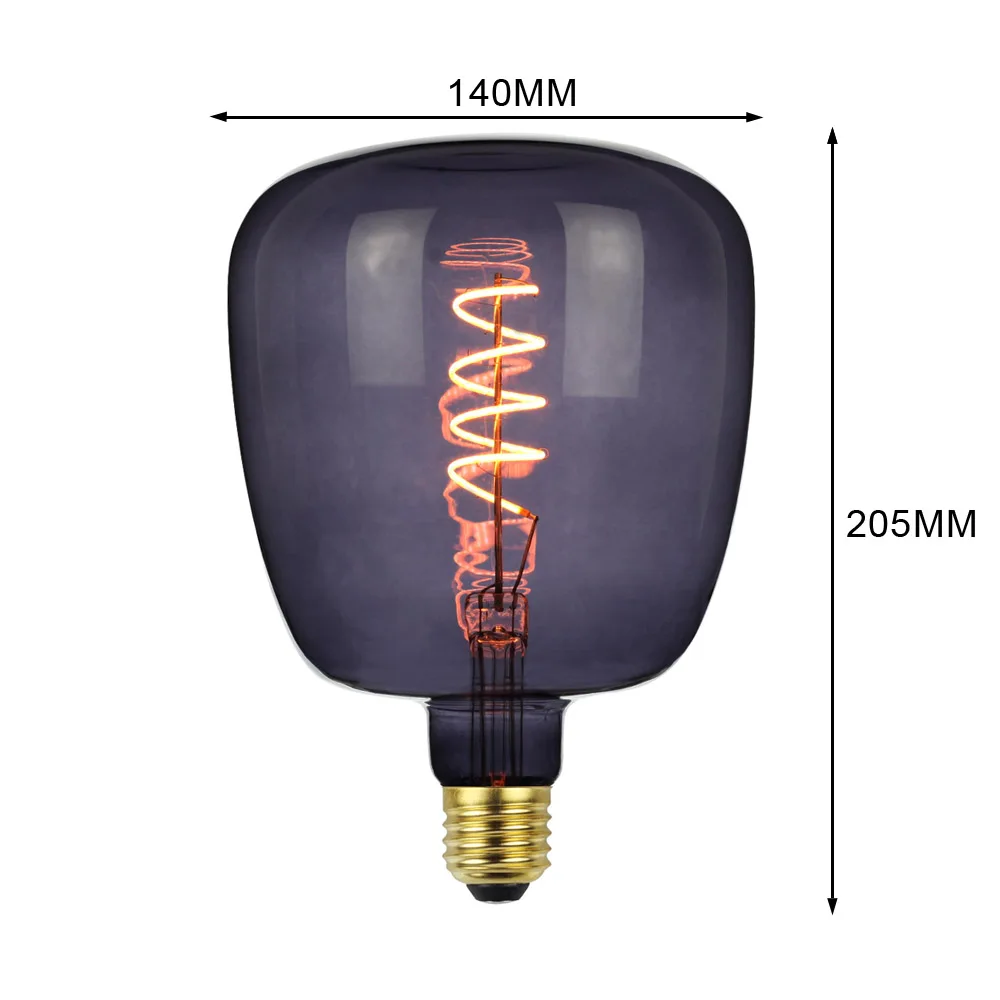 TIANFAN Edison ЛАМПЫ старинная лампочка Q140 фиолетовая Светодиодная лампа спиральная нить 4 Вт 220/240 в E27 декоративная лампа накаливания