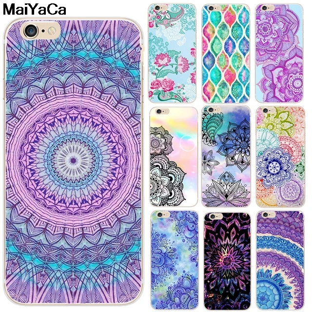 MaiYaCa Радужная Мандала для iPhone 4S SE 5C 5S 5 6S 7 8 Plus X XR XS MAX чехлы телефонов прозрачные
