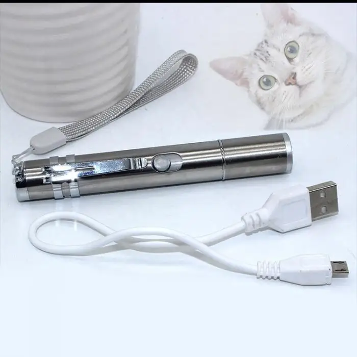 Игрушечный котенок для домашних животных, забавная игрушка для кошек с веревкой, Перезаряжаемый USB светодиодный светильник, ручка-указатель для детей, игра в хогард