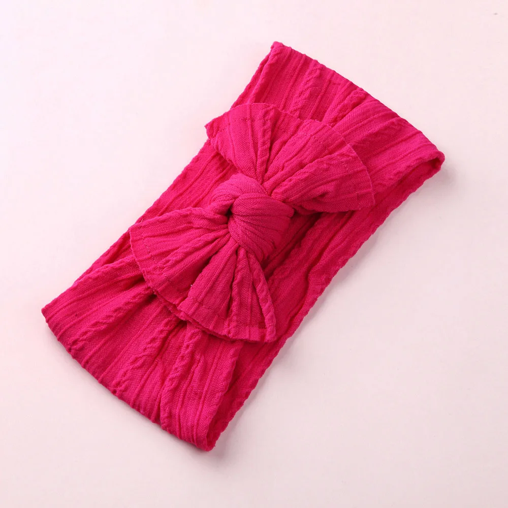 Style G-Fuscia И бантом для маленьких девочек нейлоновые оголовья, кабель вязаное нейлоновое головные обручи, помпонами широкий нейлон головная повязка в виде чалмы для волос, для маленькой девочки, аксессуары - Цвет: Style G-Fuscia