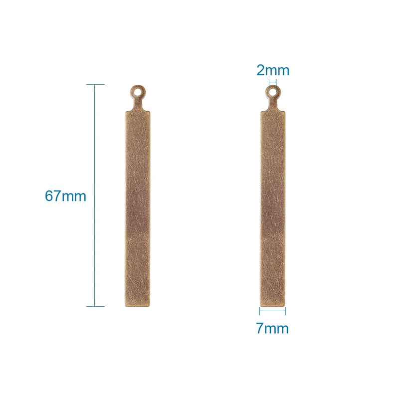 Antique Bronze 67x7 10 шт. металлические латунные штамповочные бирки Антикварные Бронзовые Подвески красная медь прямоугольная квадратная круглая овальная для изготовления ювелирных изделий DIY - Окраска металла: Antique Bronze 67x7