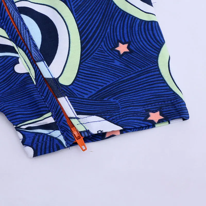 Одежда для новорожденных с принтом на молнии 100% хлопок коротким рукавом детская