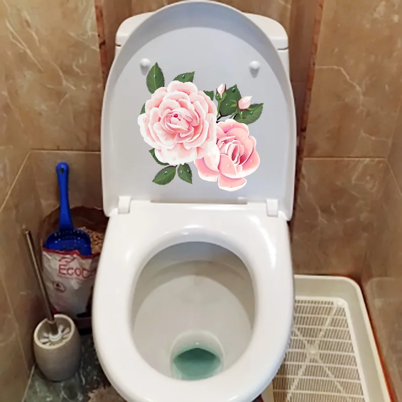 YOJA 22.1X22.4CM Two Delicate Pink Roses Home Bedroom Wall Stickers Mural Fashion Cartoon Toilet Decal T1-1940 | Дом и сад