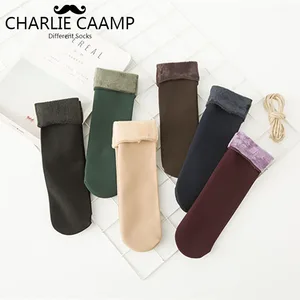 Женские носки с бархатным утеплителем, осенне-зимние носки для снега, повседневные домашние теплые носки для пола, женская модель L109