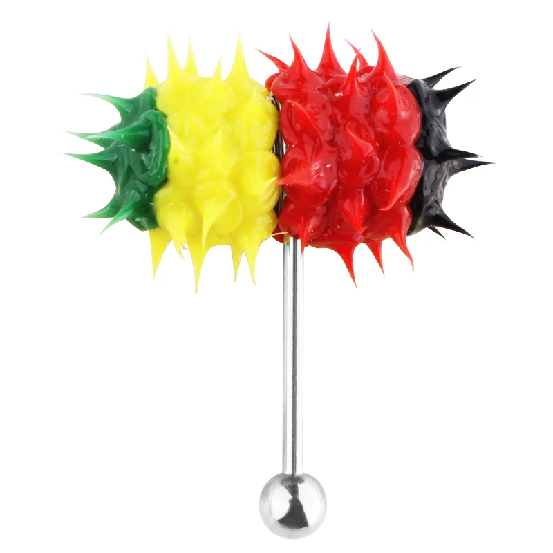 New Producct Fashion Women Men Body Piercing Jewelry Colorful Rock Personality Vibrating Tongue Ring With 2 Batteries | Украшения и