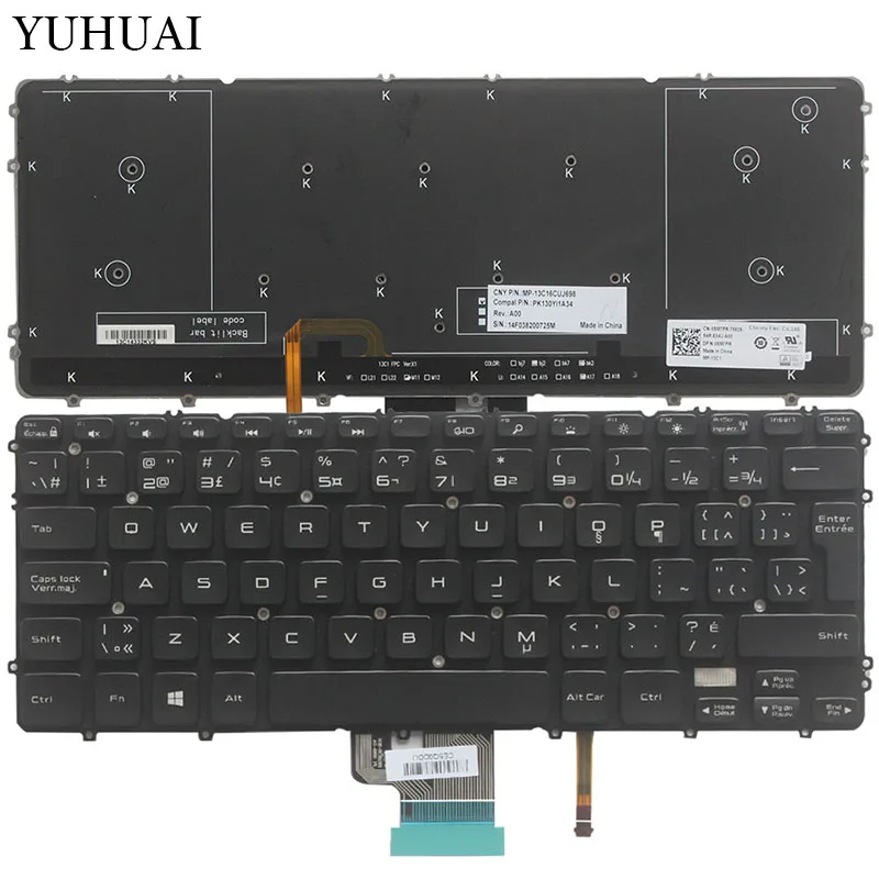 Новая канадская Французская клавиатура ноутбук для Dell Precision M3800 XPS 15 9530 Черная клавиатура с подсветкой