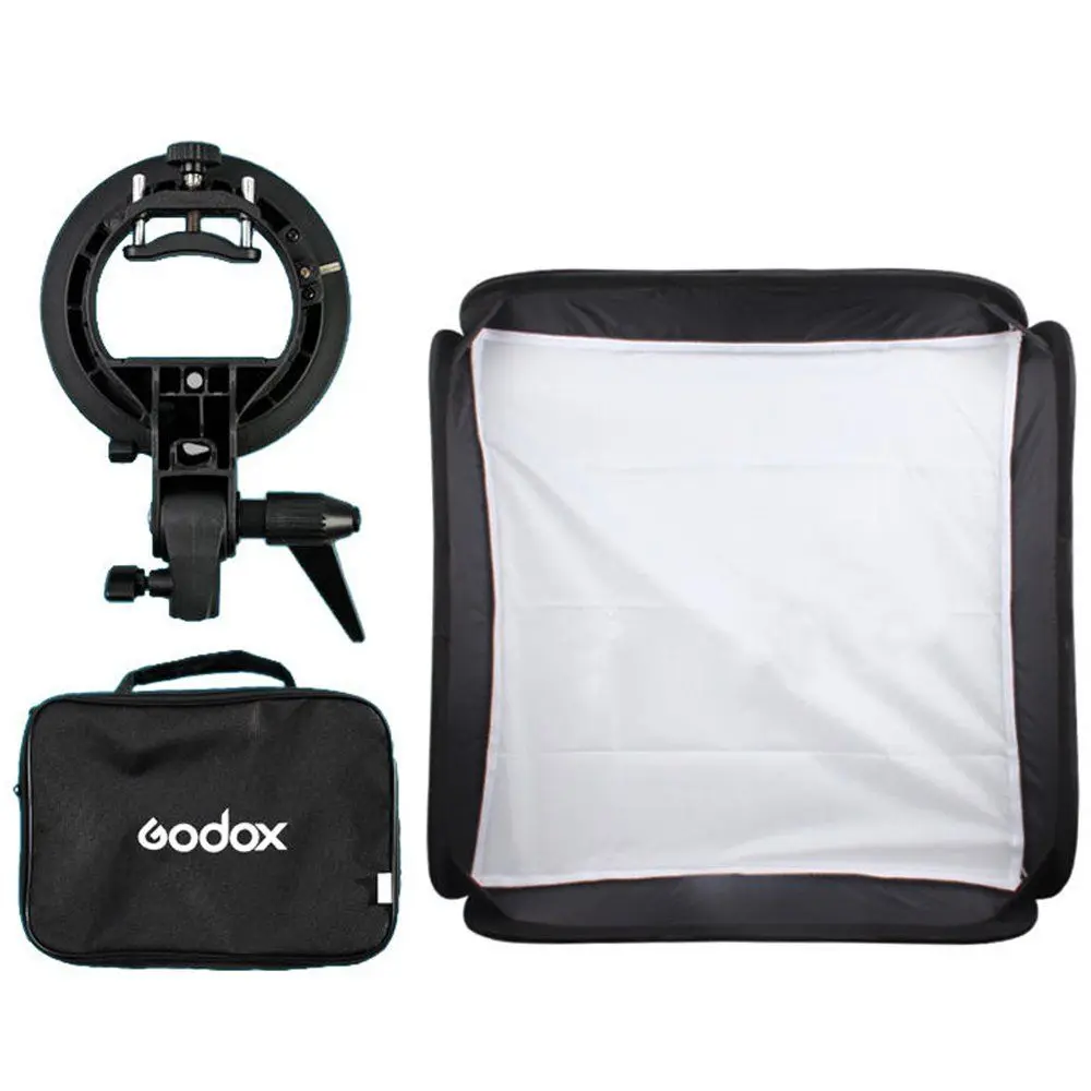 Godox 40x40 см софтбокс+ s-образный кронштейн Bowens держатель+ сумка комплект для вспышки камеры