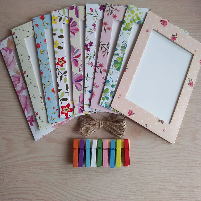 9pcs/set Photo Frame 6 Inch Creative Gift DIY Wall Hanging Paper Photo Frame Wall Picture Album
