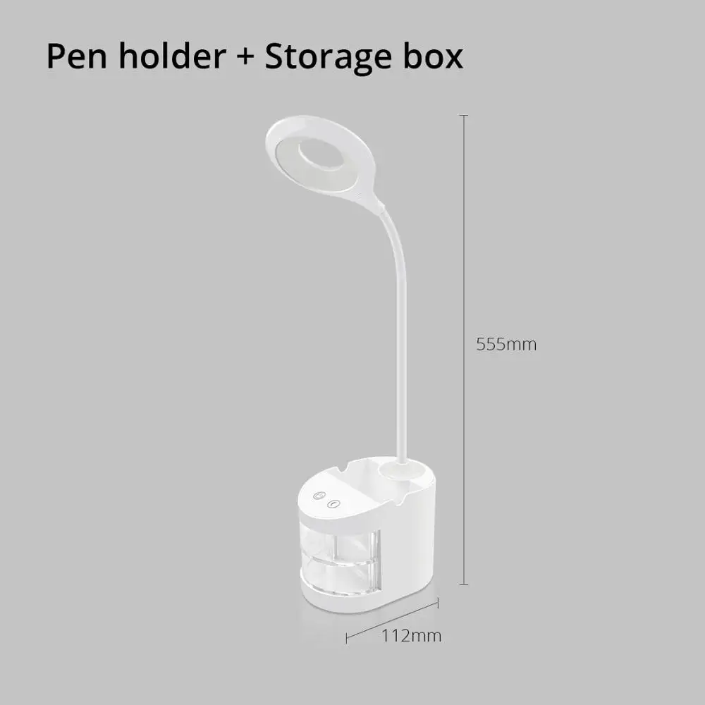 With Storage Box Светодиодный светильник с сенсорным датчиком, туалетный столик, настольная лампа, Перезаряжаемый USB светодиодный светильник для макияжа, зеркальный светильник с регулируемой яркостью, прикроватные лампы для чтения книг - Испускаемый цвет: With Storage Box