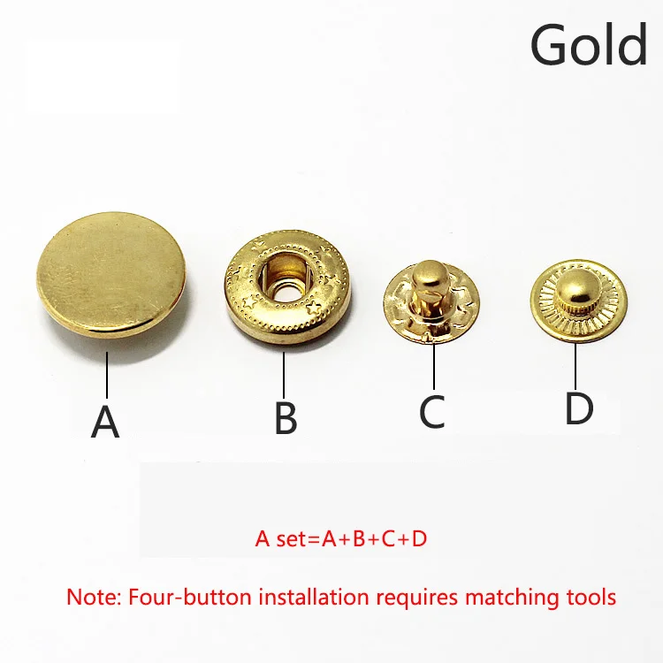 Gold 50 компл 10/12/15/17/20 мм в ретро-стиле с металлической кнопкой защелкой для Костюмы застежка-молния Пресс серьги-гвоздики пряжки ювелирные изделия DIY Одежда Скрапбукинг аксессуары - Цвет: Gold