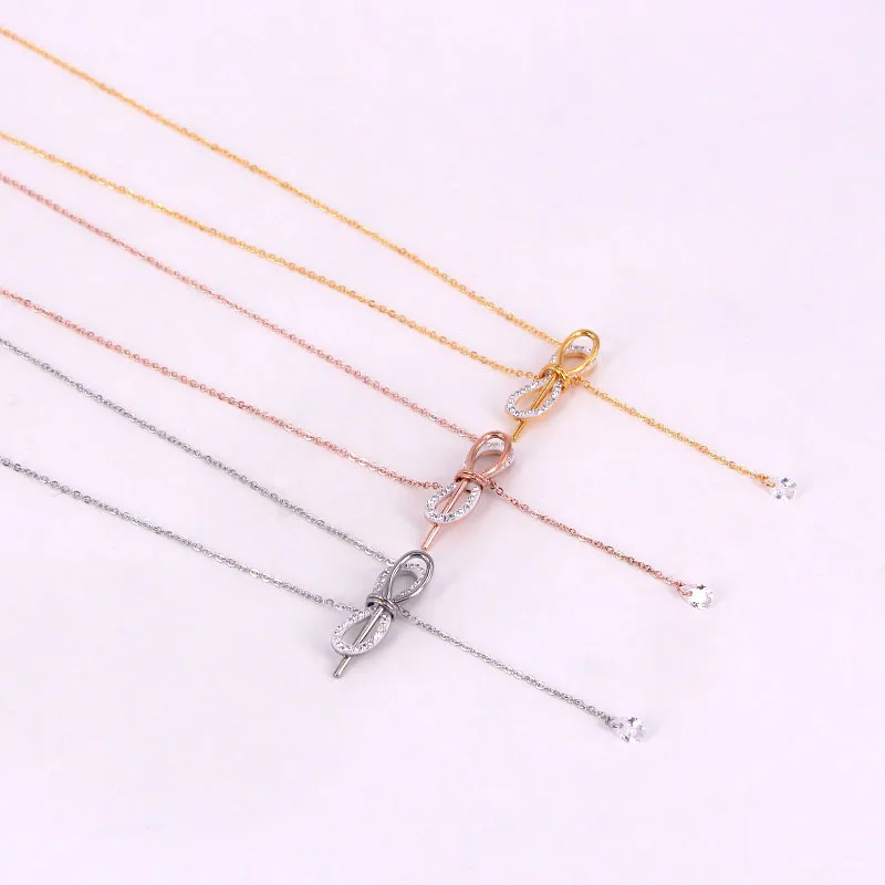 YUN RUO розовое золото и серебро Цвет креативный Хрустальный бант регулируемая