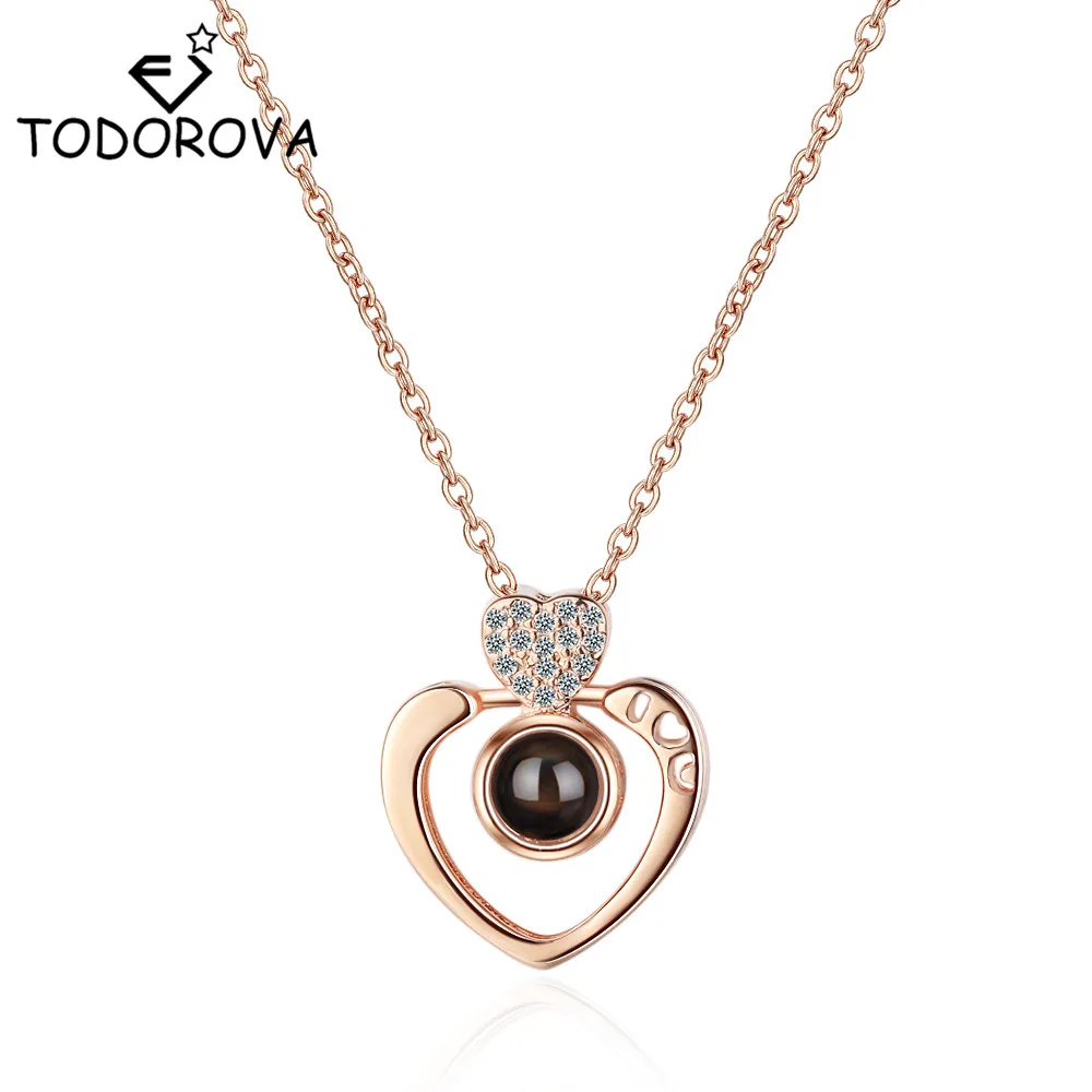 Todorova 100 языков I Love You проекционный кулон ожерелье для женщин ювелирные изделия