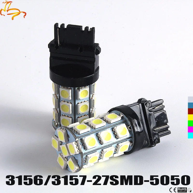 10 шт. X T25 3156 3157 27 smd 5050 Светодиодная ампула 3057LL 3155 3155LL 3156LL Voiture De Frein Arriere lumiere blanc