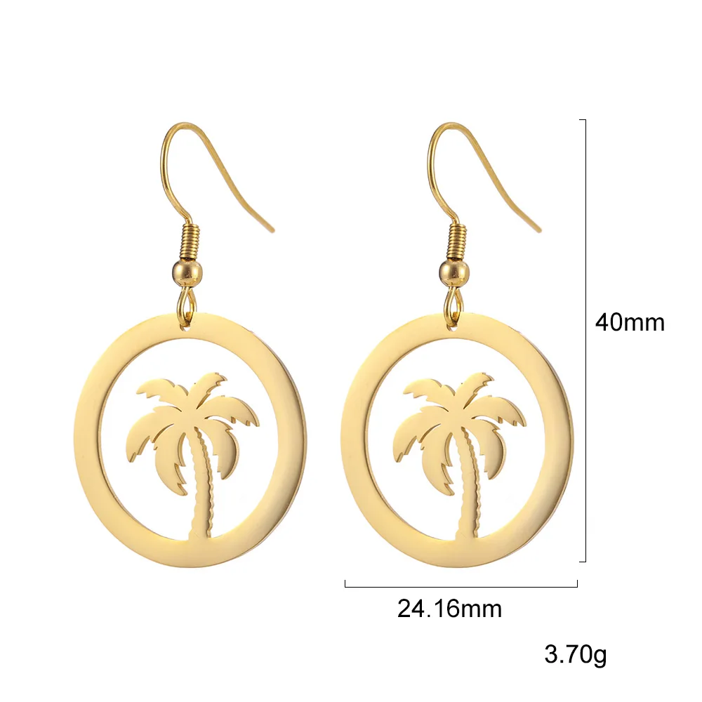 R Gold Palm Tree My shape, пляжные, кокосовые пальмы, полые, массивные серьги, нержавеющая сталь, Летний стиль, свисающие серьги, аксессуары для ушей, новинка - Окраска металла: R Gold Palm Tree