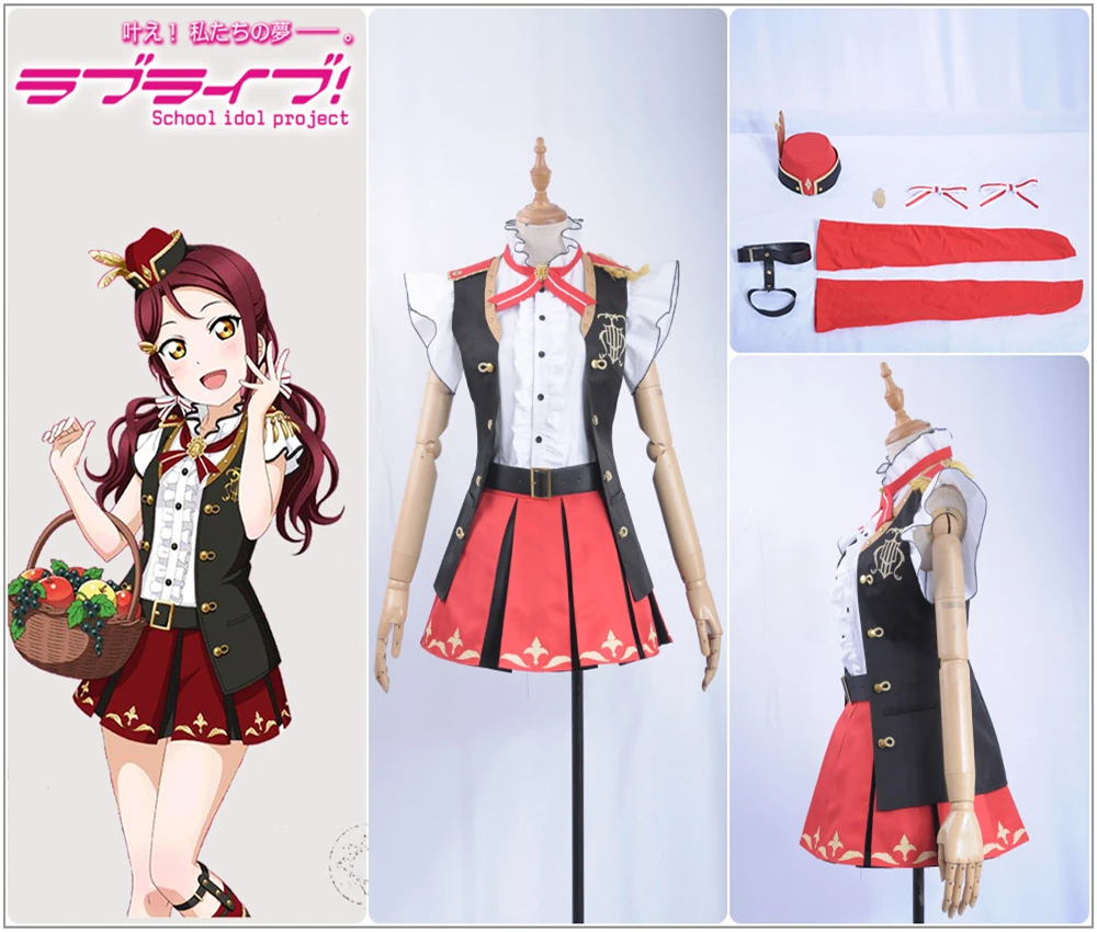 Милый! Солнечный свет! Женский костюм для косплея Aqours mijyku Bremen Ban Sakurauchi Riko красная