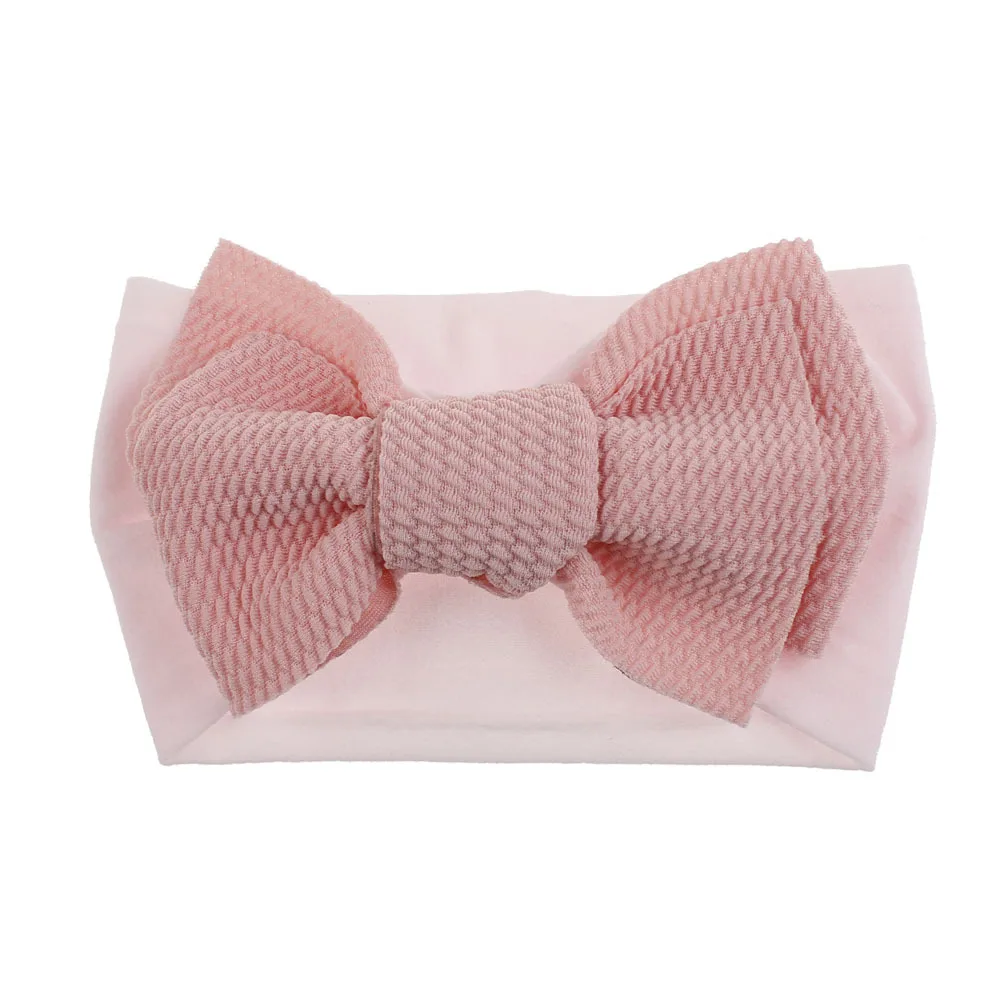 Light Pink Nylon Новое поступление повязки голову-большой бант тюрбан Topknot нейлон мягкие эластичные повязки для волос ручной работы аксессуары для волос - Цвет: Light Pink Nylon