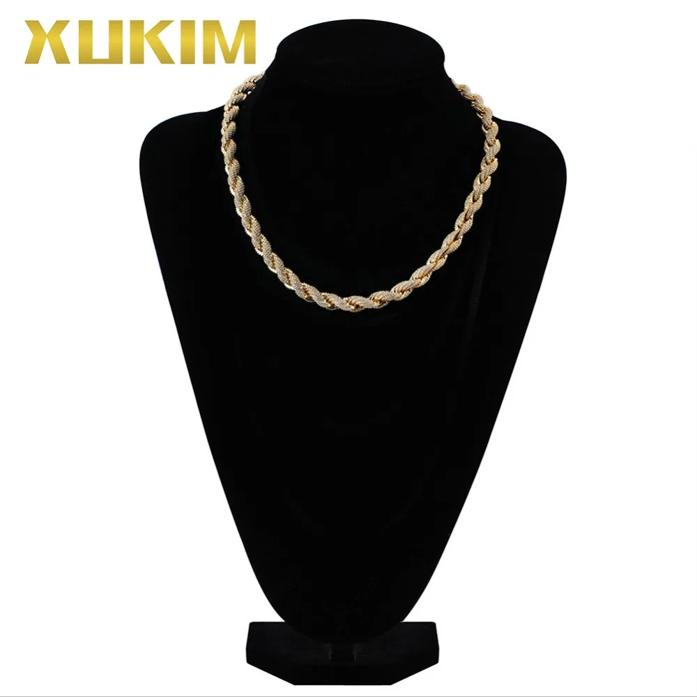 Xukim Jewelry 8mm Hip Hop Rope Chain Necklace Silver/Gold Plating Iced Out AAA Cubic Zircon Cuban | Украшения и аксессуары