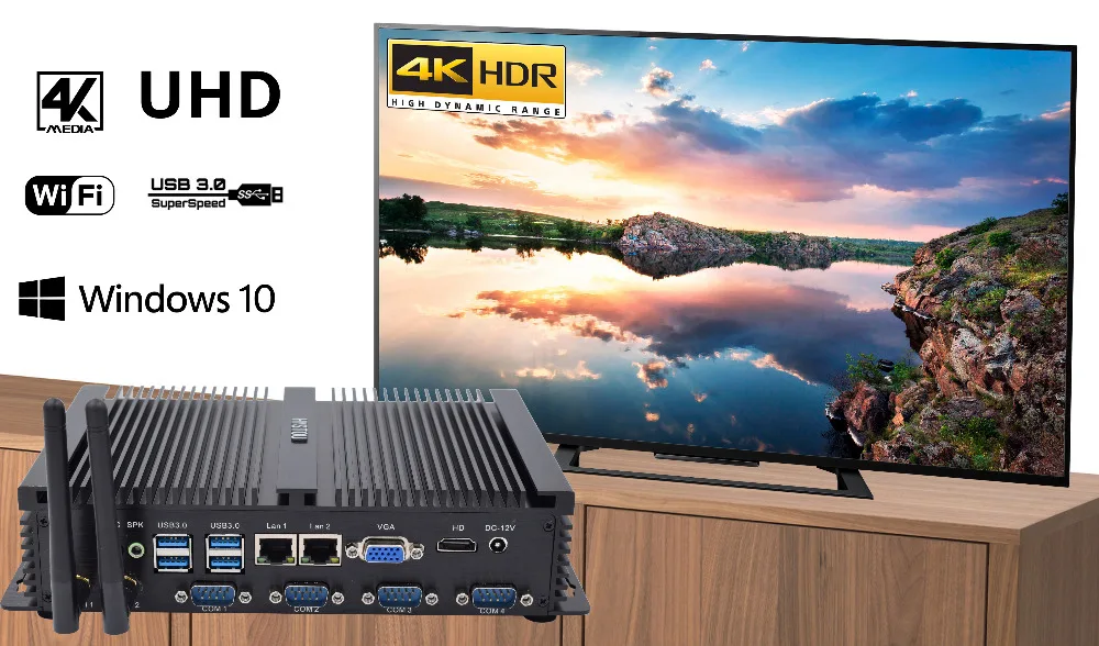 Безвентиляторный мини ПК промышленный компьютер с 4 RS232 COM HDMI Intel Celeron C1037U C1007U Core i5