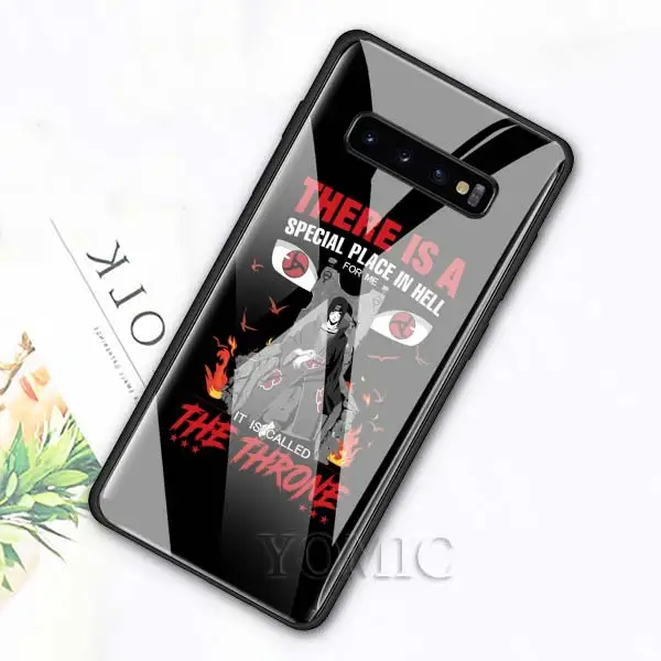 011 Чехол из закаленного стекла для samsung Galaxy S10e S10 S8 S9 Plus Note 9 10 A50 A70, чехол для телефона с аниме Наруто, Утиха Итачи, роскошное стекло - Цвет: 011